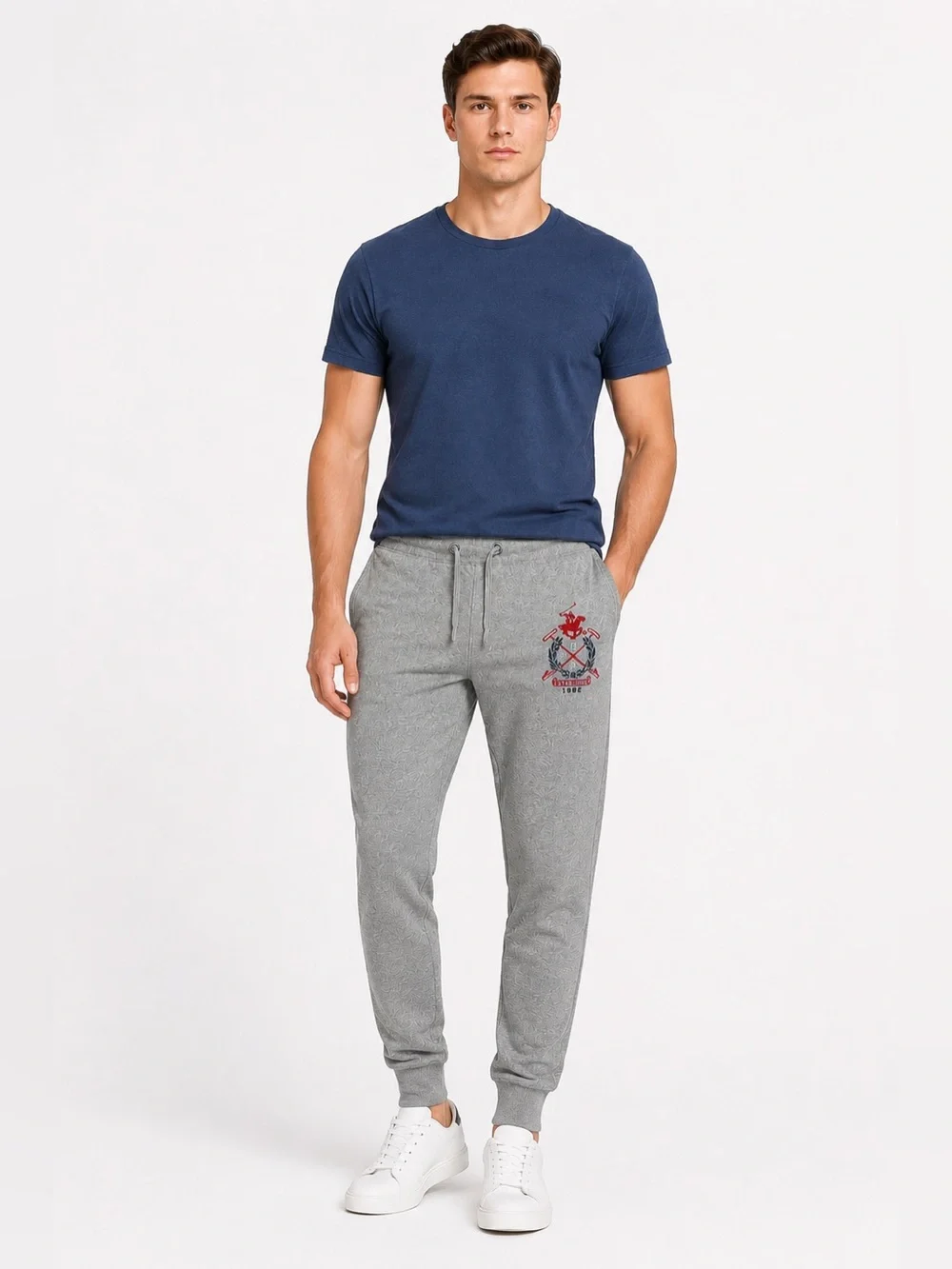 Beverly Hills Polo Club Sport Track Pants Medium Gray Joggers Logo 100% Cotton M